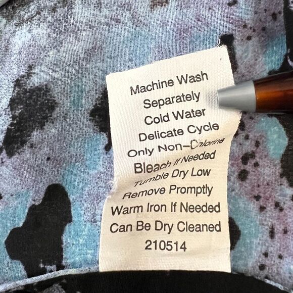 CAbi Women's Python Snake Print Button Front Blouse Top Blue Black #609 Size S - Picture 5 of 8